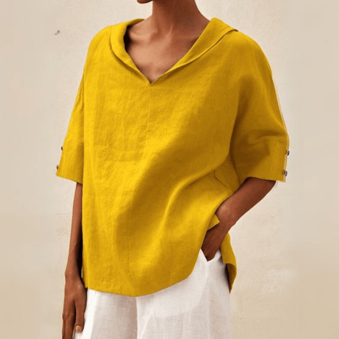 Abby | V-Neck Casual Linen Shirt - Mairead & Orla Cork