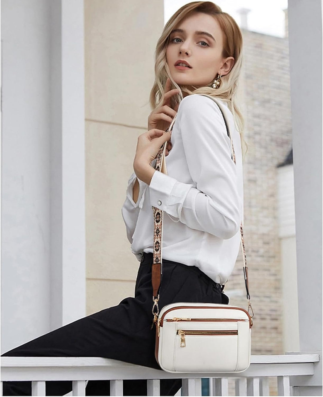 Erikka | Elegant crossbody-veske med mønstret justerbar stropp