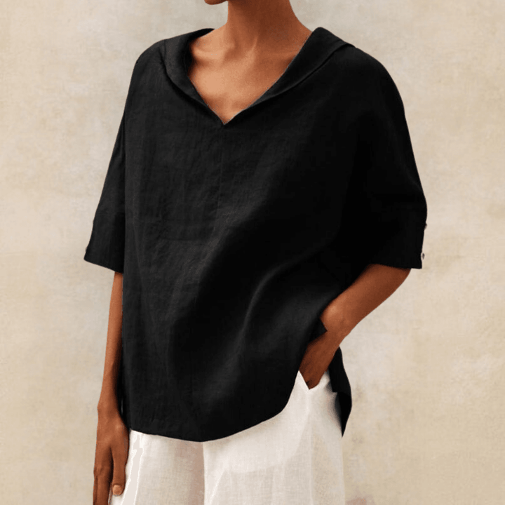 Abby | V-Neck Casual Linen Shirt - Mairead & Orla Cork