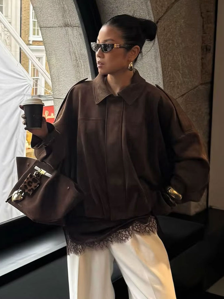 Evvy | Suede bomber jacket